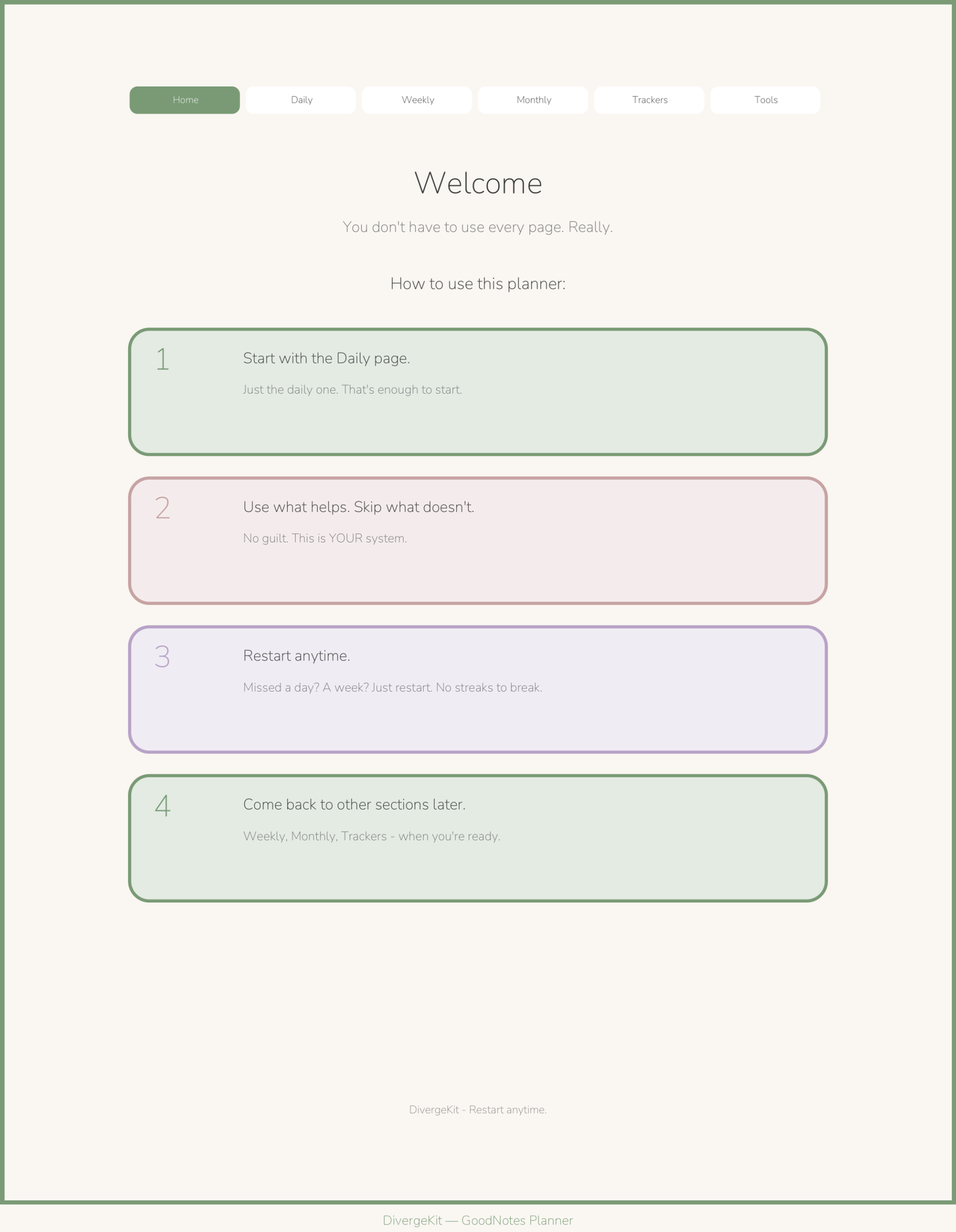 ADHD Daily Planner for GoodNotes | Hyperlinked Digital iPad Planner | 50 Pages | DivergeKit