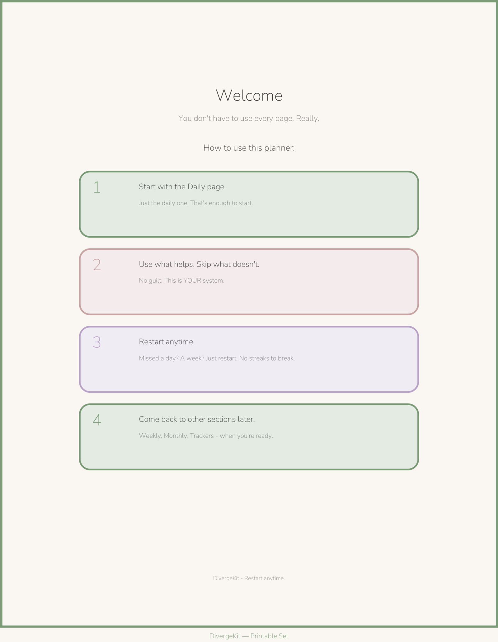 ADHD Planner Printable Set | 50 Pages Undated | Print & Write | DivergeKit